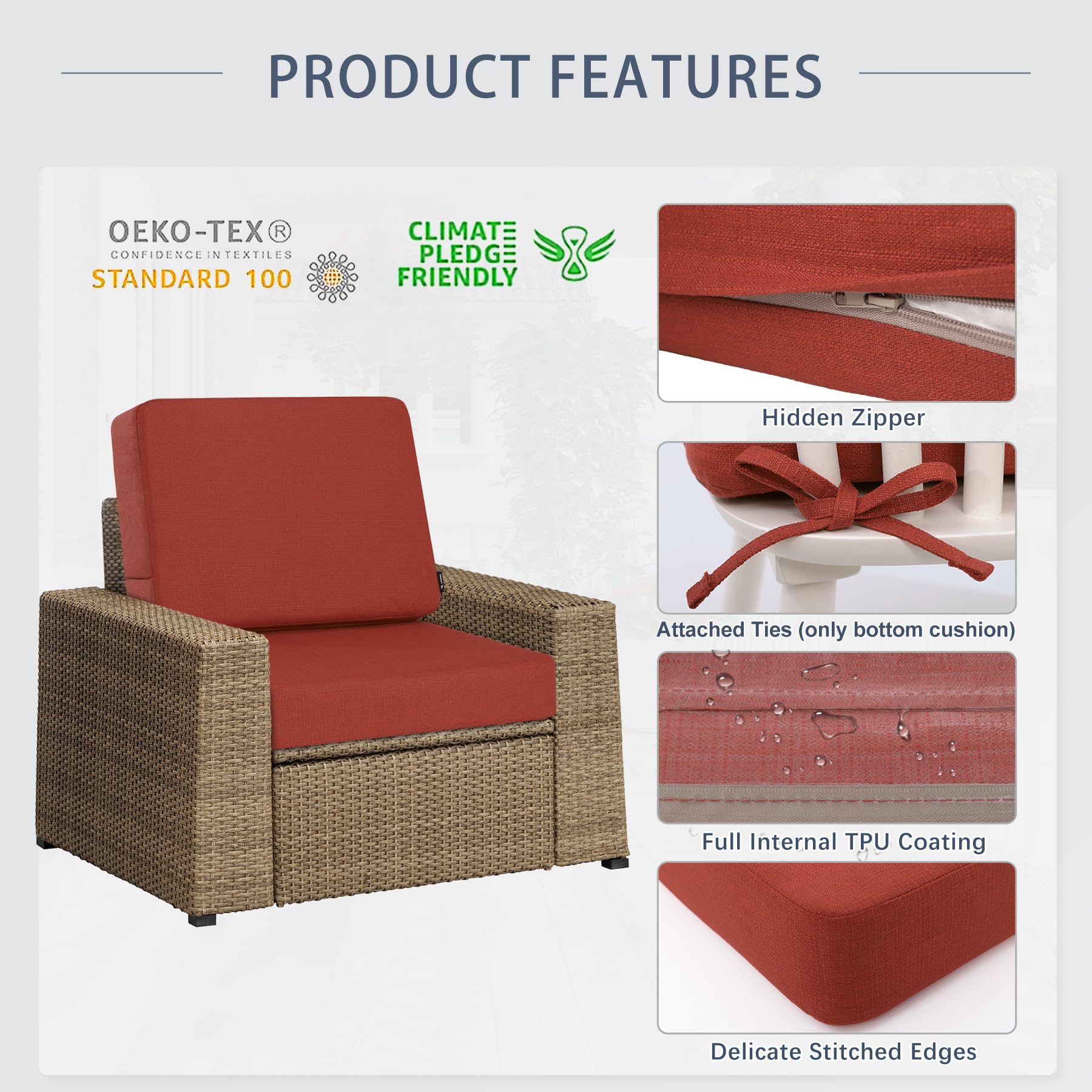 Favoyard in use on patio sofa showing comfortable seating benefit