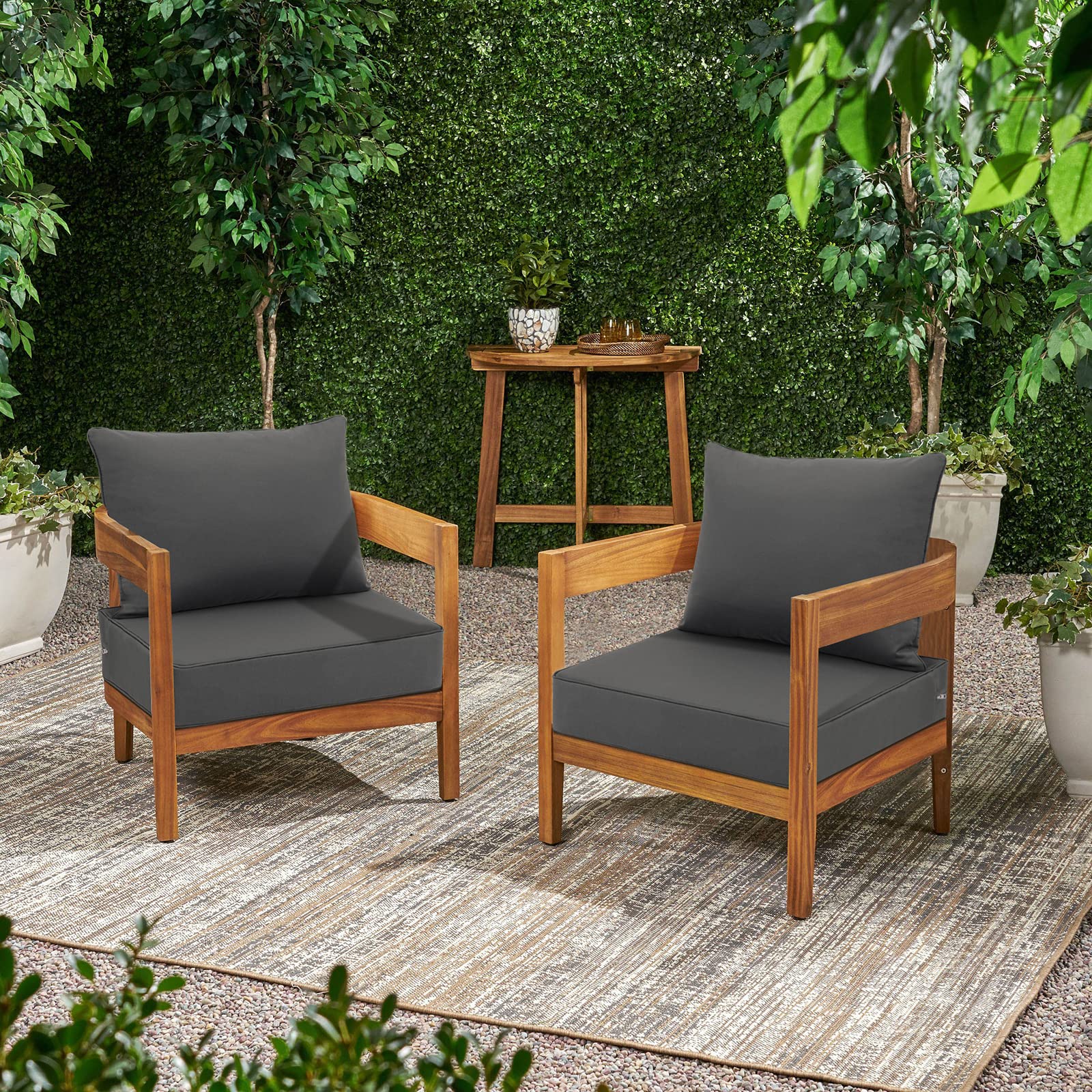 Favoyard cushions styled on patio setting conveying weather-ready comfort for gatherings