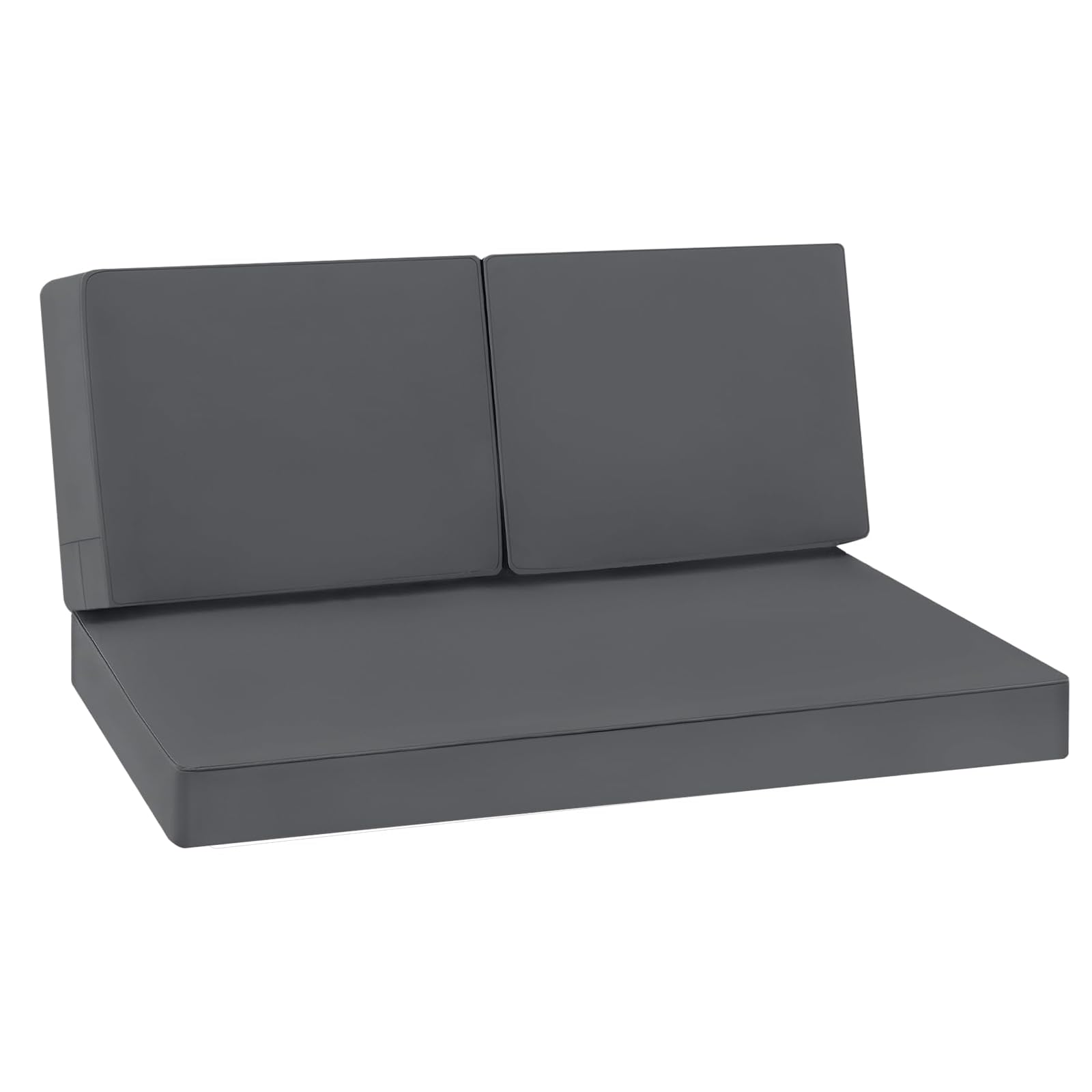 Favoyard front view of dark gray loveseat cushions showing neat fit and curb appeal
