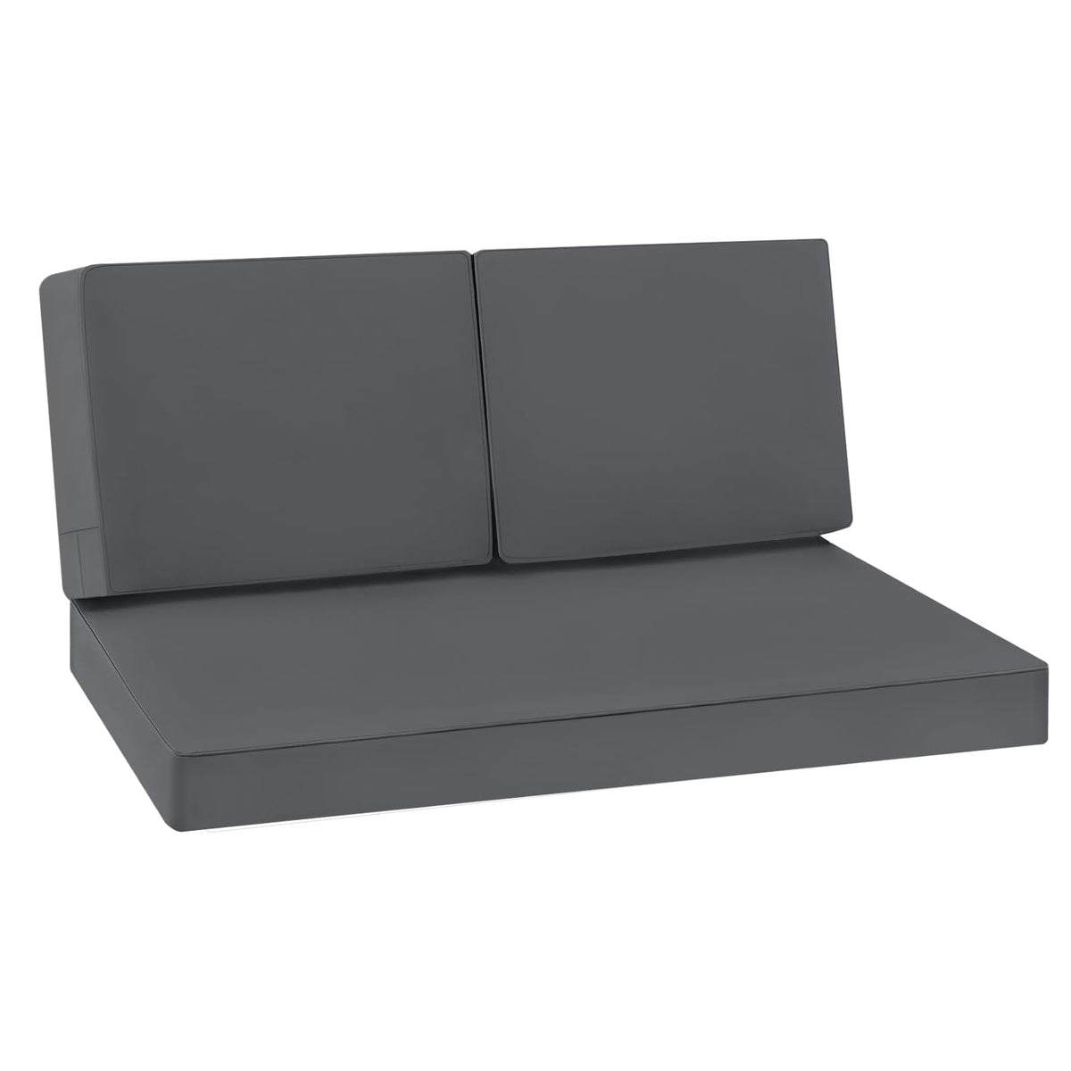 Favoyard front view of dark gray loveseat cushions showing neat fit and curb appeal