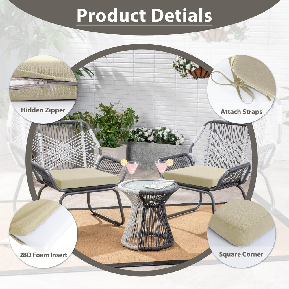 Favoyard cushions on patio table chairs creating durable, colorful outdoor seating