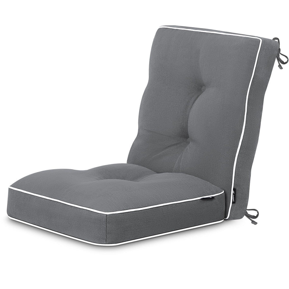 Favoyard front view of grey rocking chair cushions showing fit and comfort