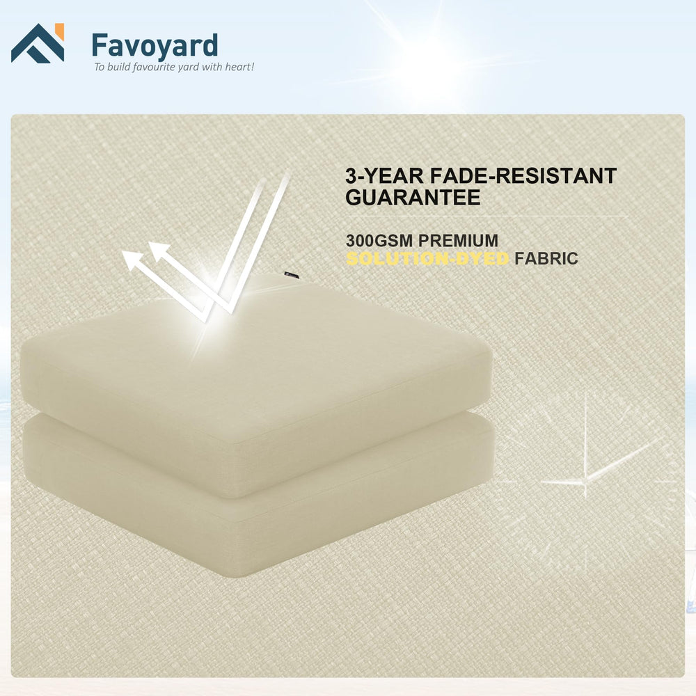 Favoyard cushion beside ruler showing accurate 22 by 22 inch sizing