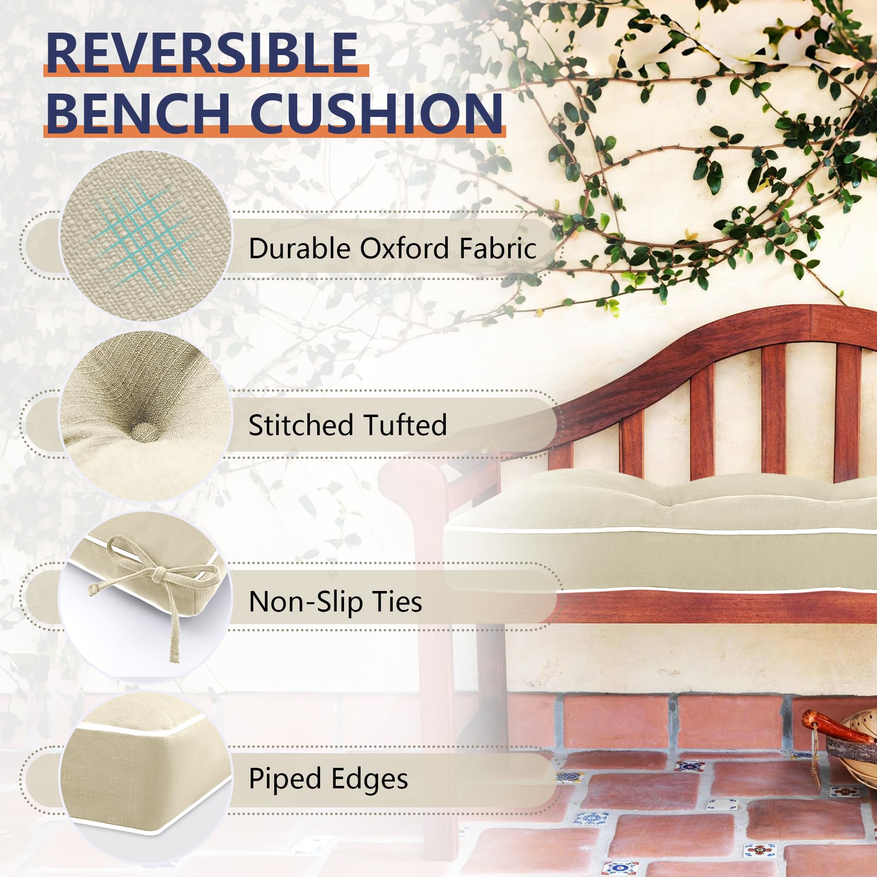 Favoyard cushion next to ruler illustrating 48x16 inch size for accurate fit