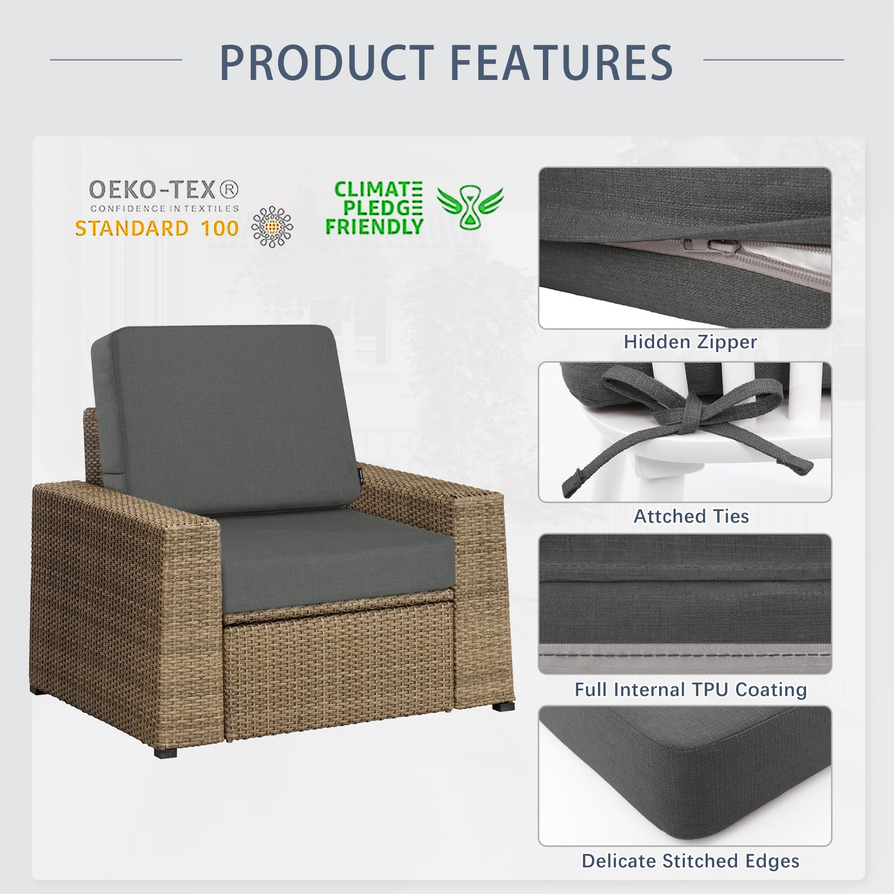 Favoyard cushion beside ruler showing 19x19 inch size for accurate furniture fit