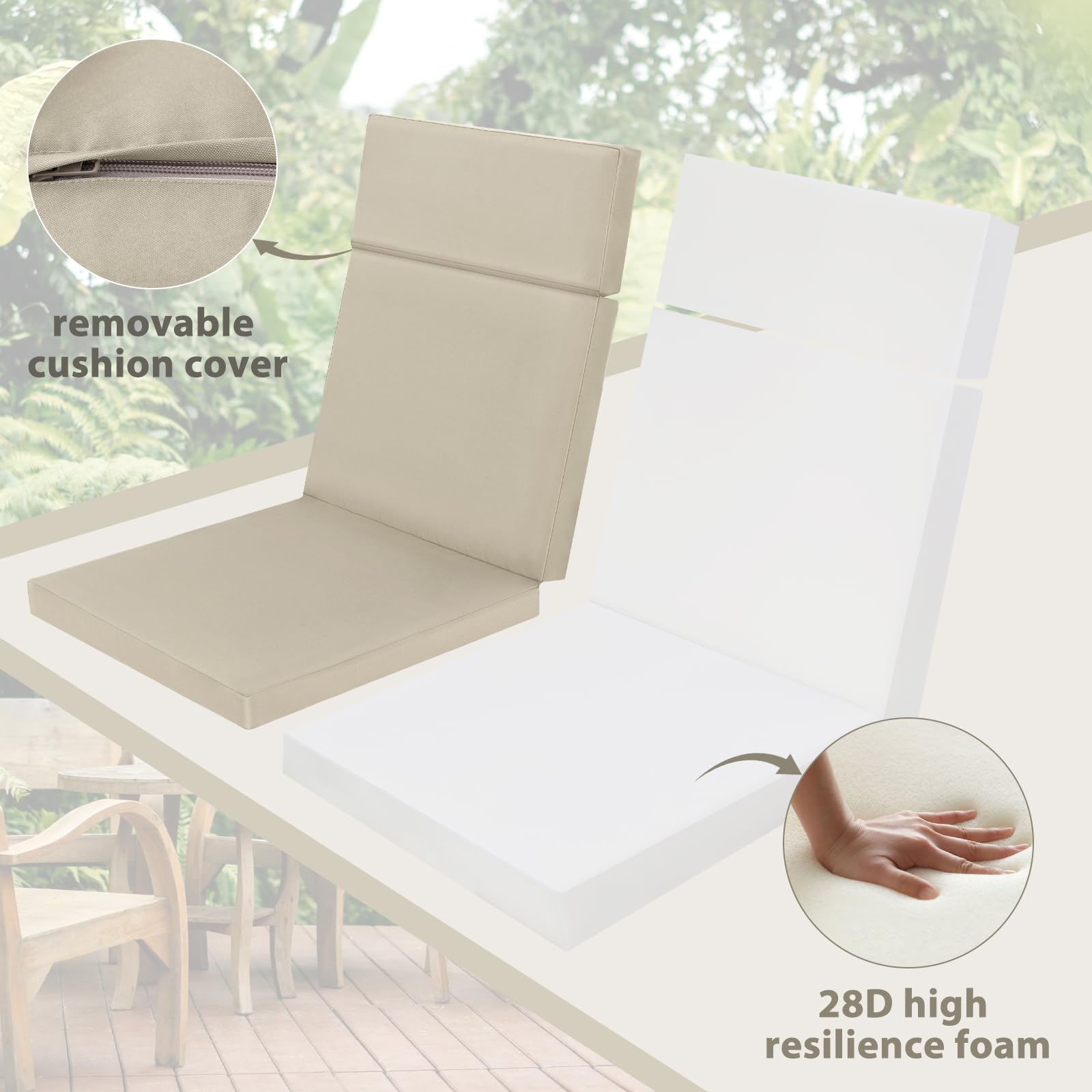 Favoyard straps fastened to chair securing cushion and preventing slipping during use