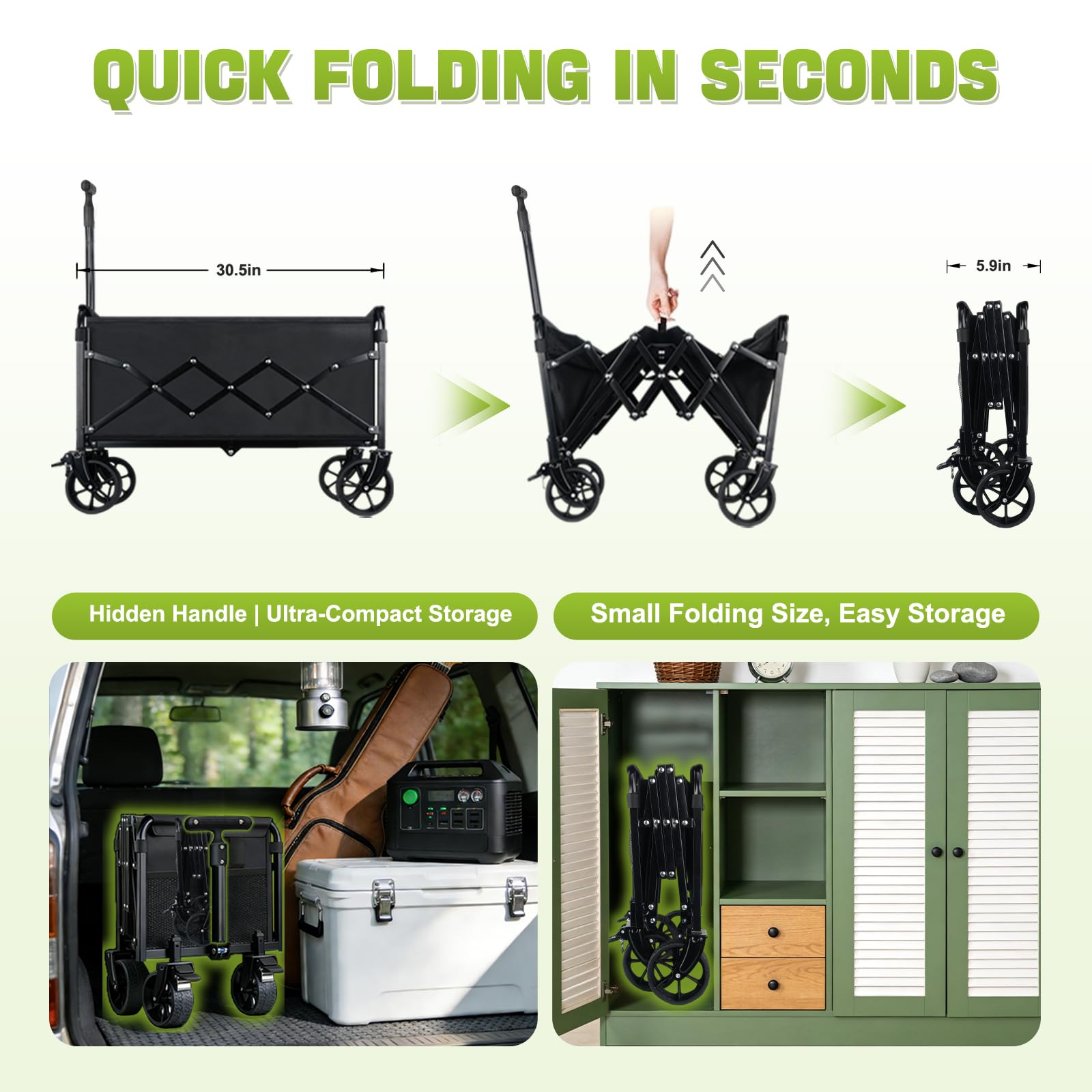 FAVSH one-step foot brake engaged to secure wagon on slopes