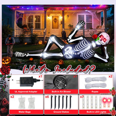 Fayavoo inflated skeleton on lawn creating bold Halloween focal point