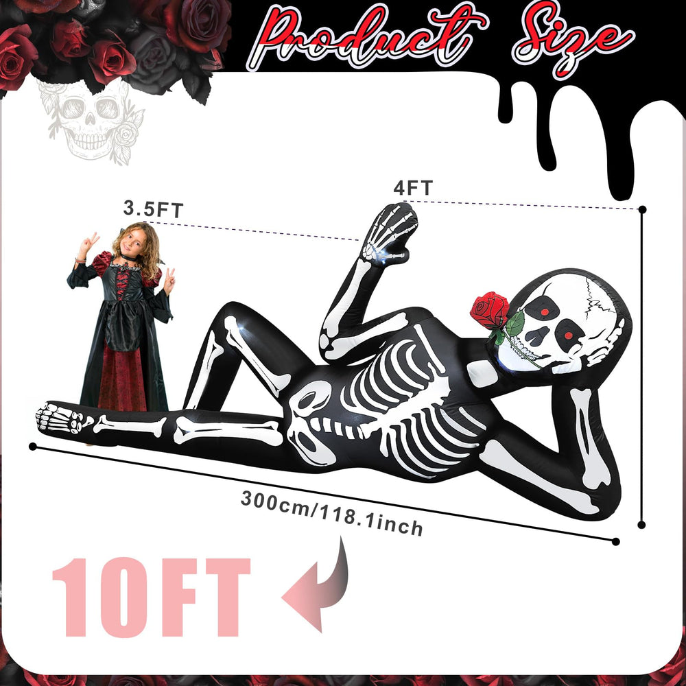 Fayavoo detail of skeleton holding a rose for playful spooky accent