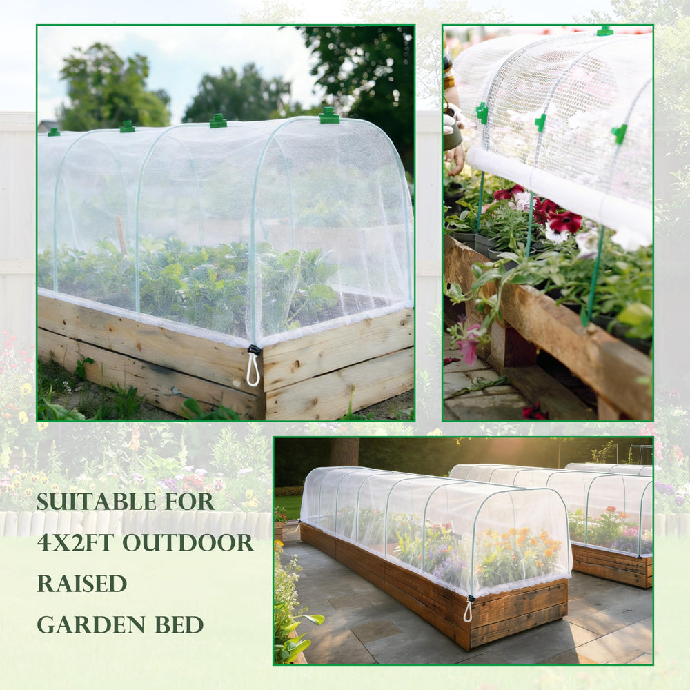 Fayoo net draped over a raised bed demonstrating protection for vegetables and easy access