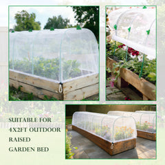 Fayoo net draped over a raised bed demonstrating protection for vegetables and easy access