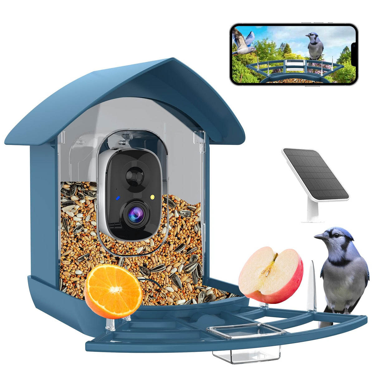 Fazoxo front view of feeder showing camera and clear FHD benefit