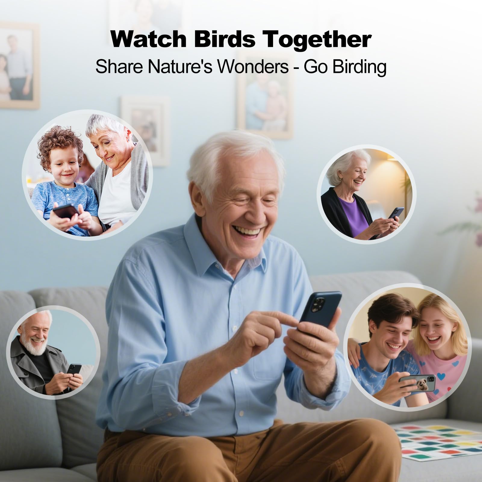 Fazoxo app live stream on phone showing bird visit, instant remote viewing benefit