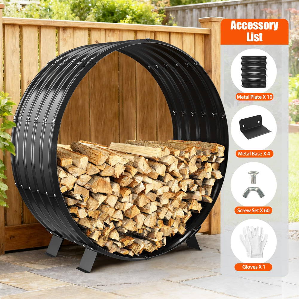 FCCRETA on patio near fire pit enabling dry wood for gatherings