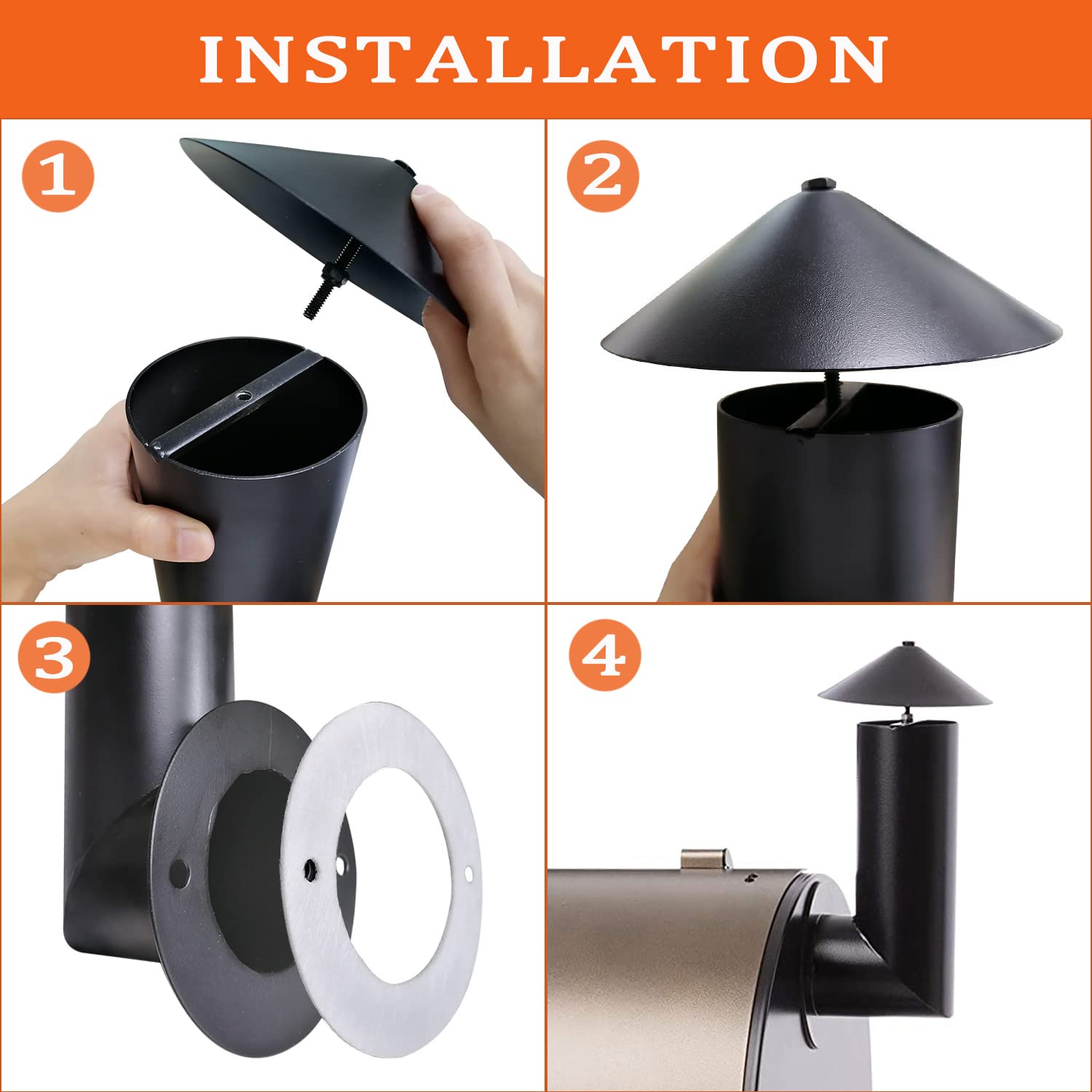 FCCUM black chimney cap top profile protecting interior from moisture