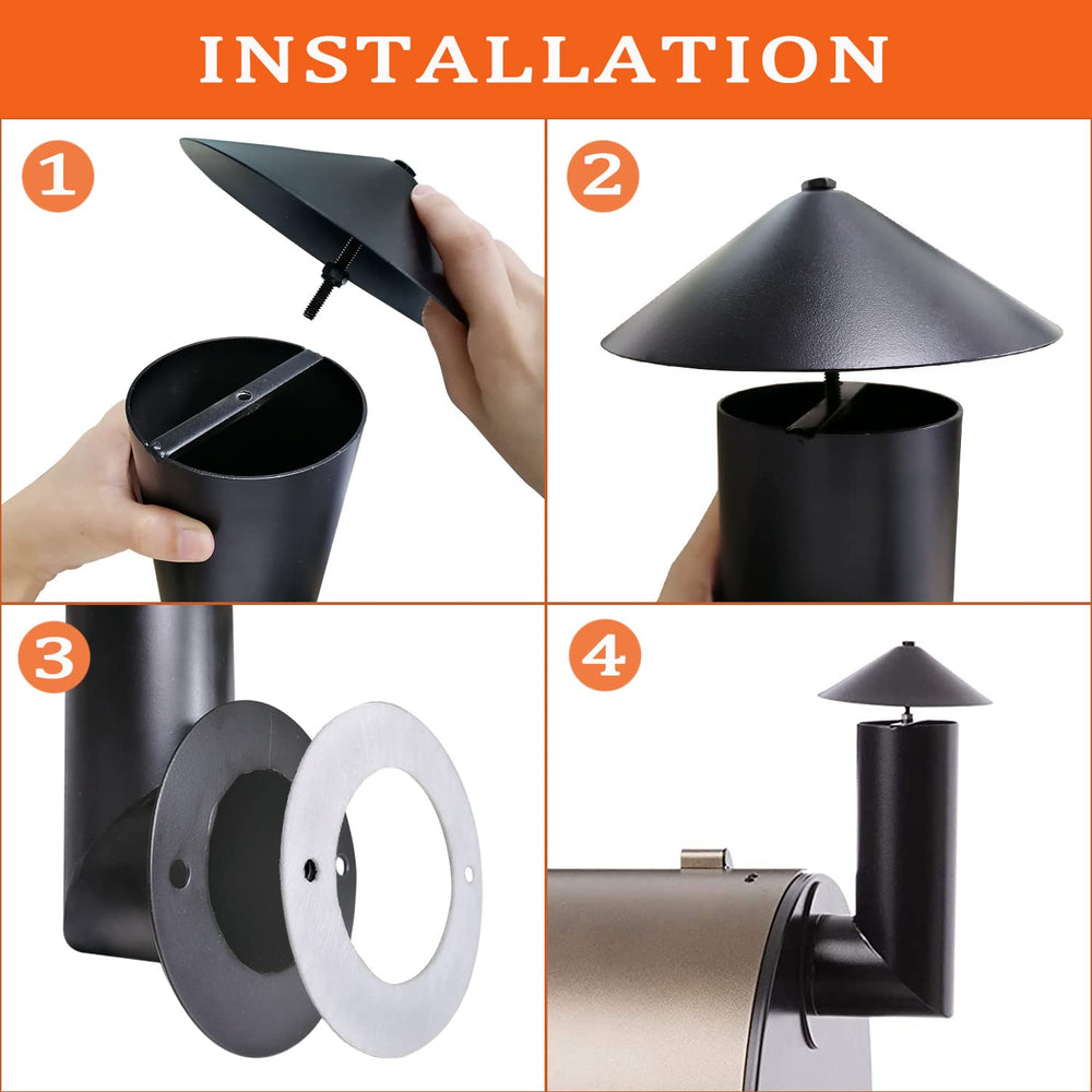 FCCUM black chimney cap top profile protecting interior from moisture