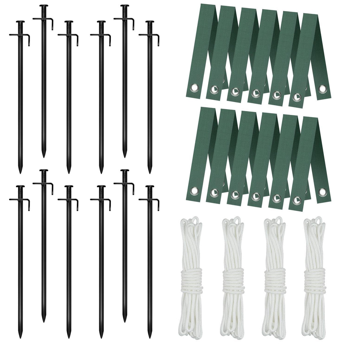 FCENDS front packaging showing full tree stake kit and contents for dependable support