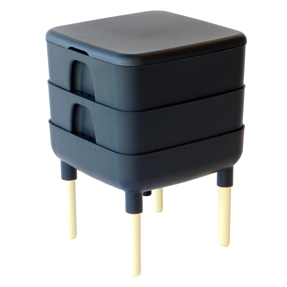 FCMP Outdoor front view of 2-tray composter showing compact design and easy access