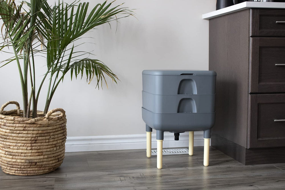 FCMP Outdoor lifestyle shot in kitchen showing discreet indoor composting convenience