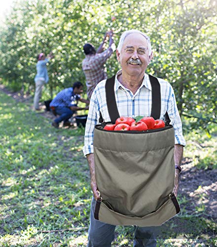 FCOUIID front view of apron bag showing large opening and waterproof fabric for fast harvests