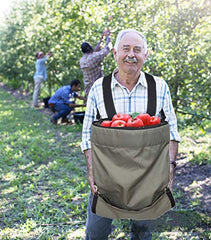 FCOUIID front view of apron bag showing large opening and waterproof fabric for fast harvests