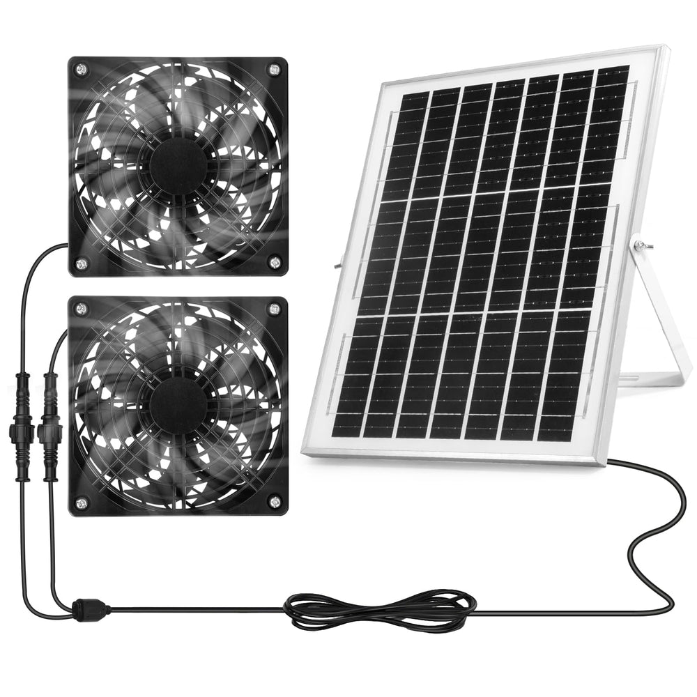 FDJTPOIU front panel and dual fans showing compact weatherproof ventilation benefit