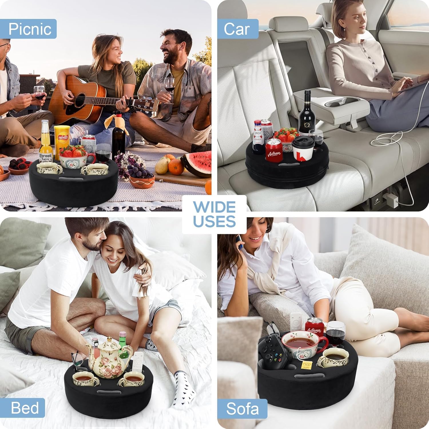 FDMGEL outdoors on picnic seat and car to demonstrate portable stability