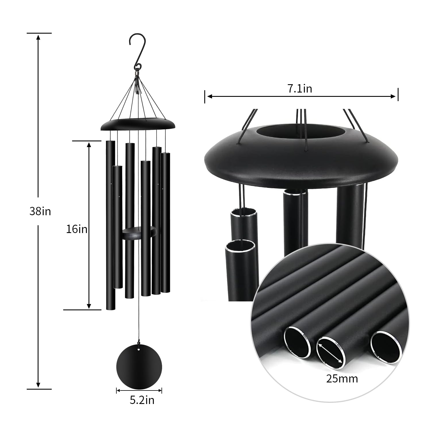 FDOCOI wind chime hung in a garden setting demonstrating calming tones and decorative appeal benefit