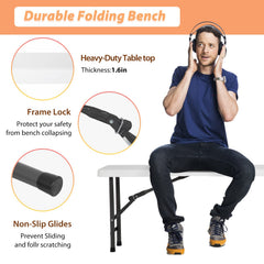 FDW folded bench with handle visible for easy transport and compact storage benefit
