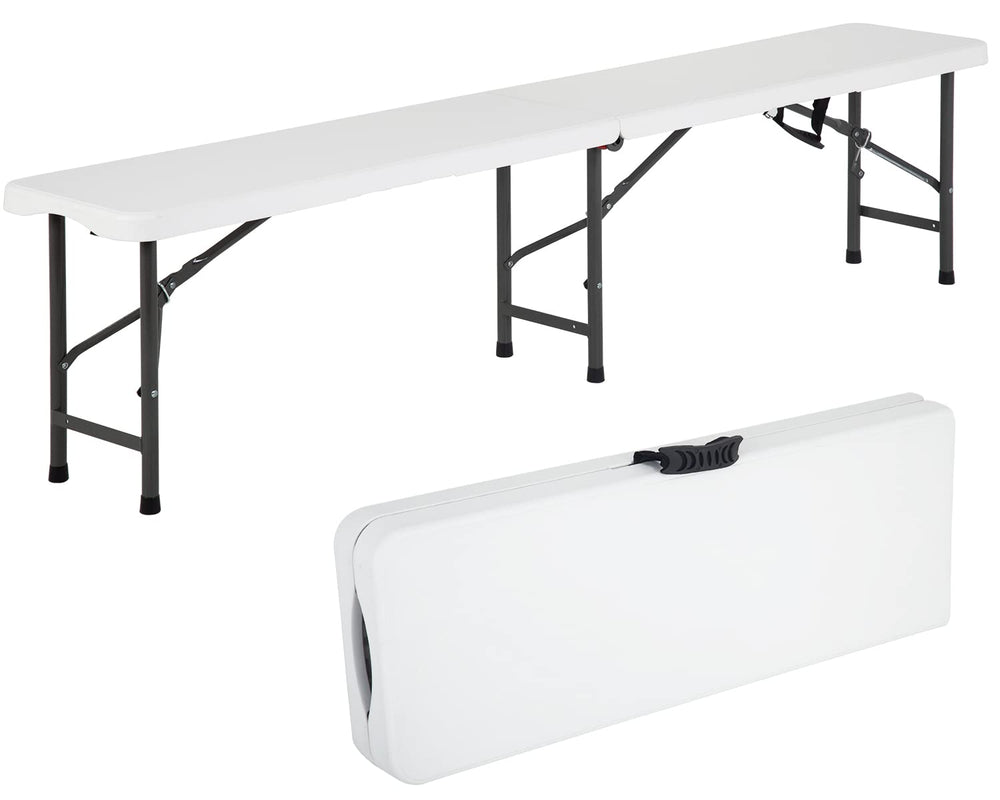 FDW bench front view showing clean white top and sturdy seat practical for gatherings