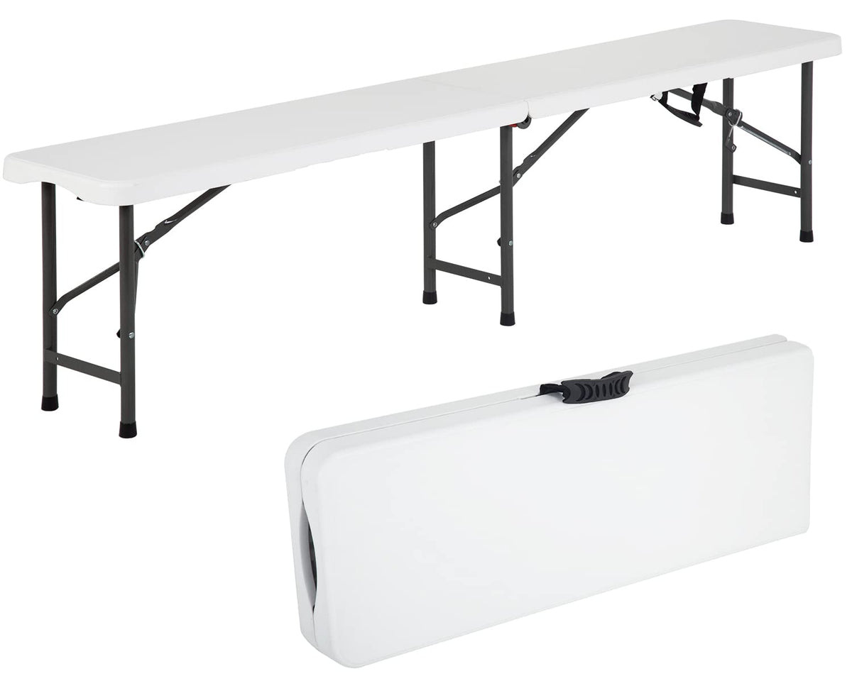 FDW bench front view showing clean white top and sturdy seat practical for gatherings