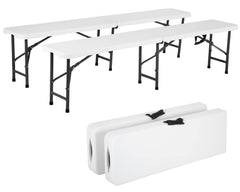 FDW bench front view showing full-length seat and clean white finish for gatherings