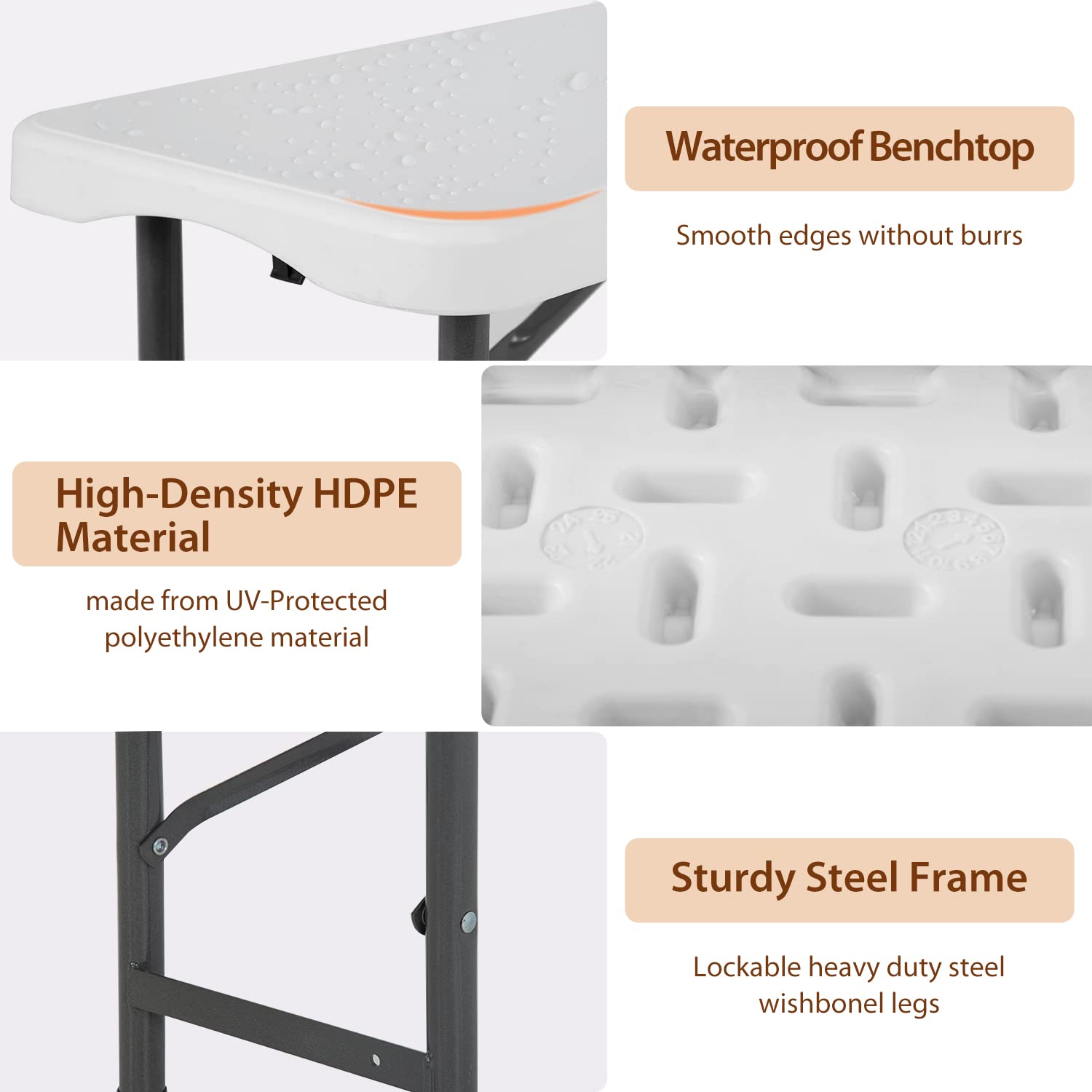 FDW bench close-up of safety lock and metal leg secure stability for users