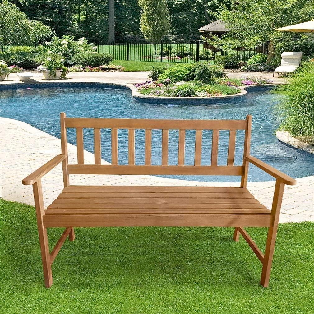 FDW acacia bench wood grain close-up highlighting natural texture and weather-resistant finish benefit longevity