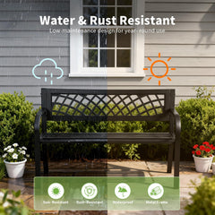FDW bench powder-coat texture closeup showing rust-resistant protection