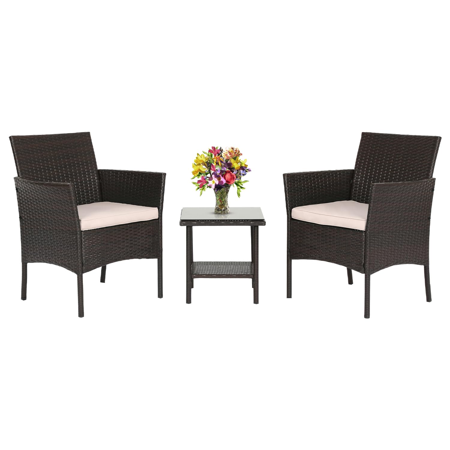 FDW front view of 3-piece bistro set showing styling and space-saving benefit