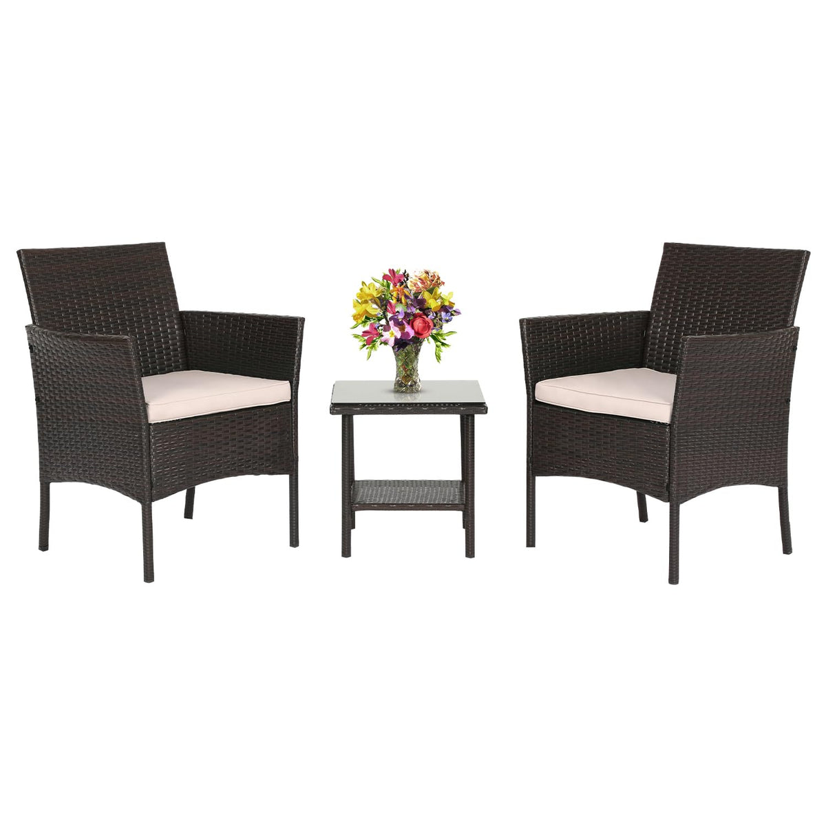 FDW front view of 3-piece bistro set showing styling and space-saving benefit