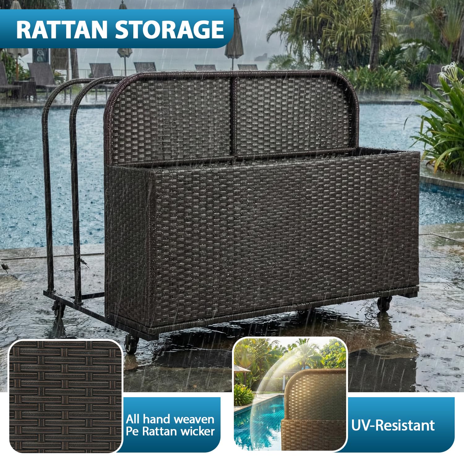 FDW close-up of PE rattan weave highlighting durable breathable texture