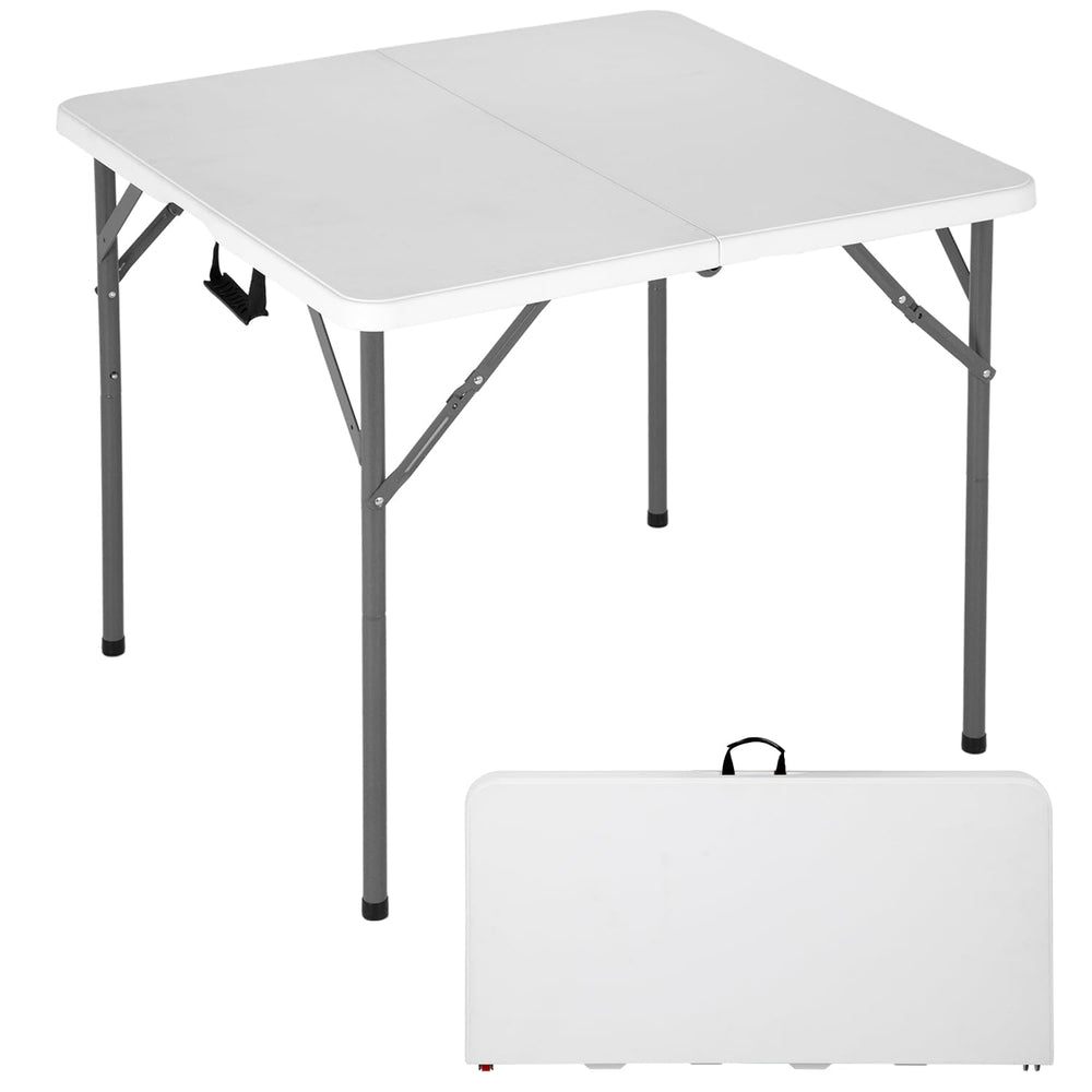 FDW folding table front view showing sturdy top and frame benefit portability