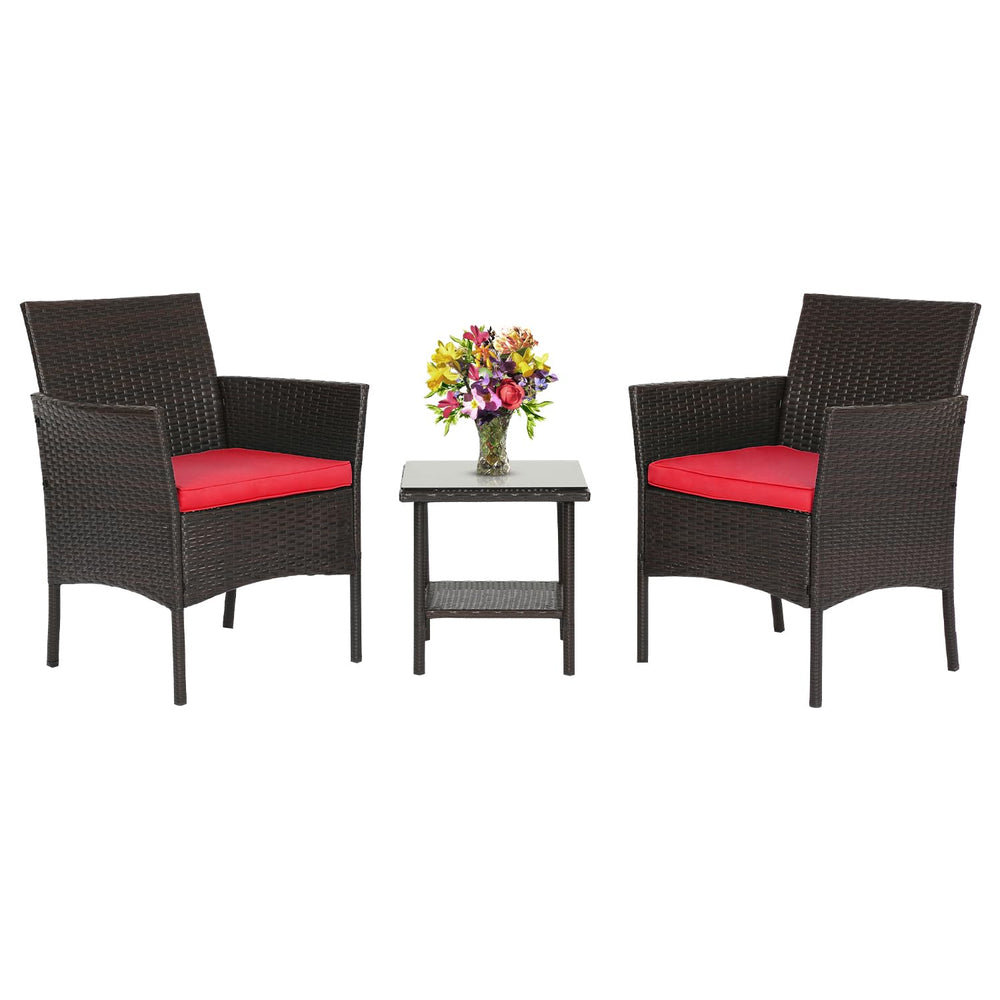 FDW front view of full bistro set showing seating and glass table for cozy gatherings