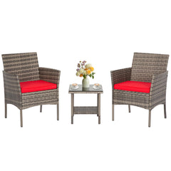 FDW front view of gray wicker bistro set showing compact style and comfort