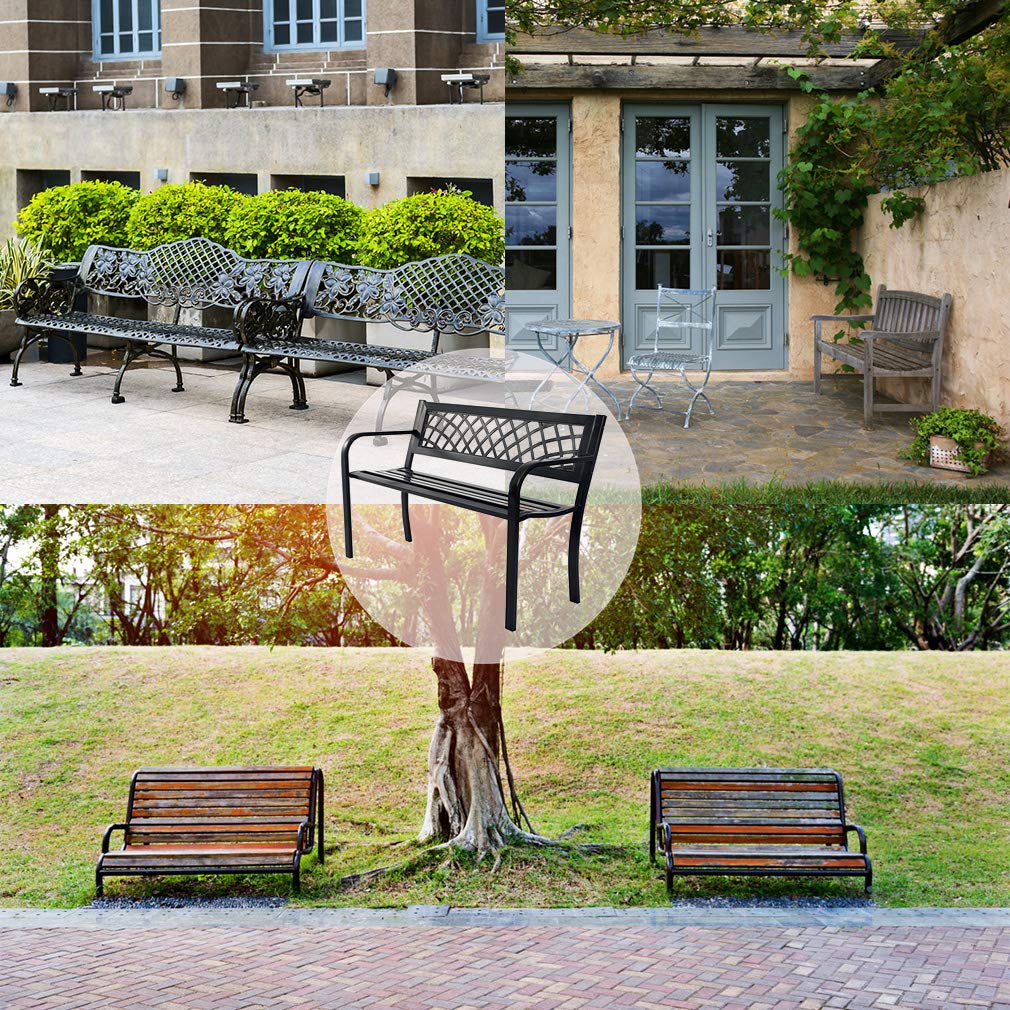 FDW garden bench staged on porch showing how it enhances outdoor seating areas