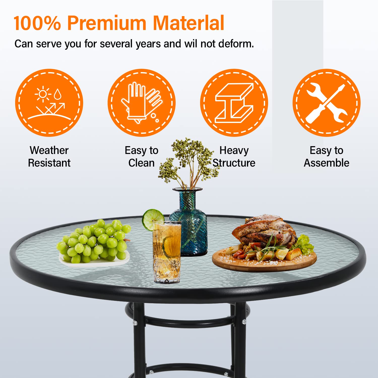 FDW table in use with four people enjoying outdoor dining benefit