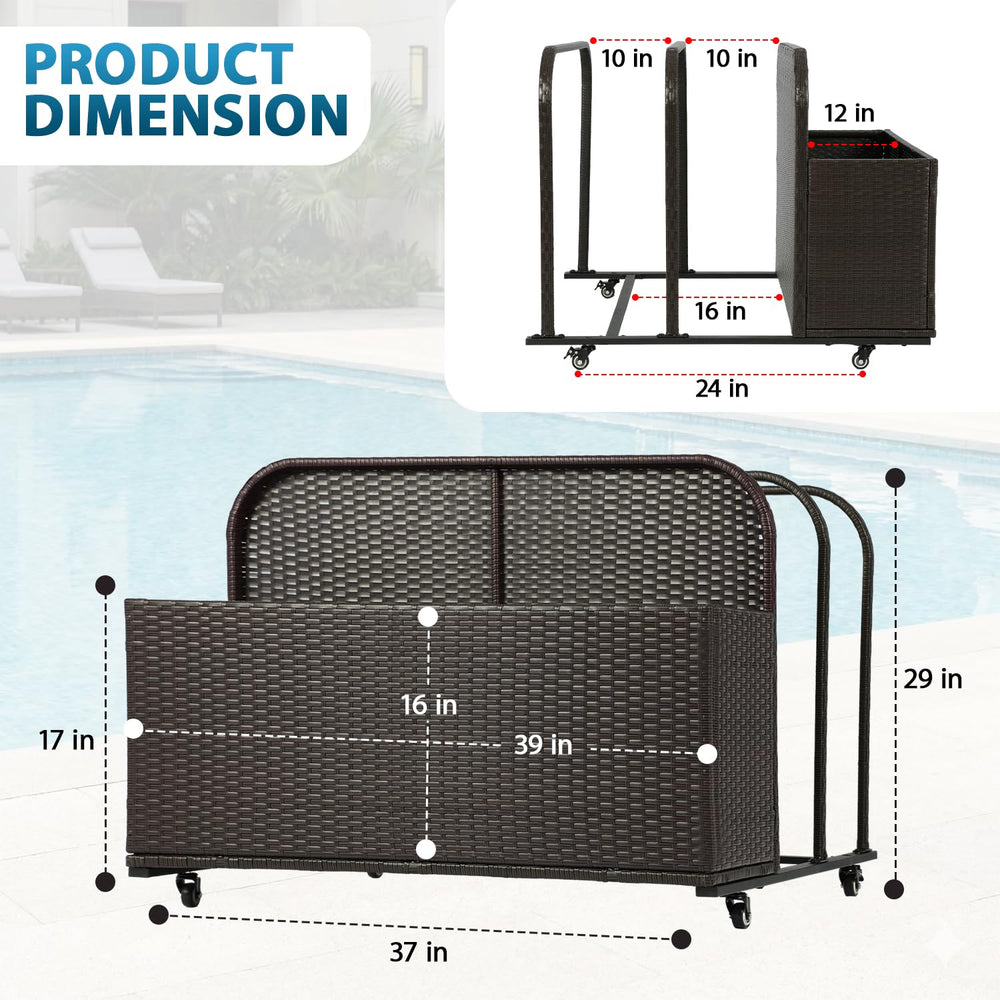 FDW lifestyle patio setting with basket keeping pool area organized