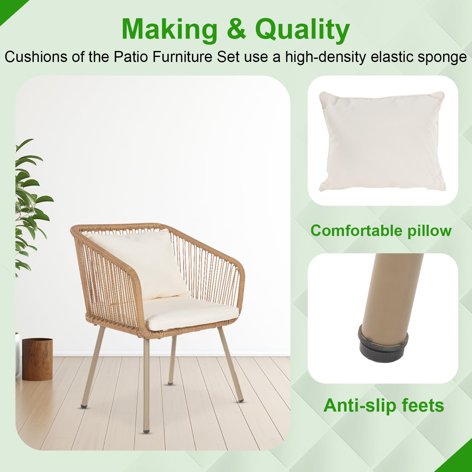 FDW patio set on balcony demonstrating compact layout and cozy ambiance
