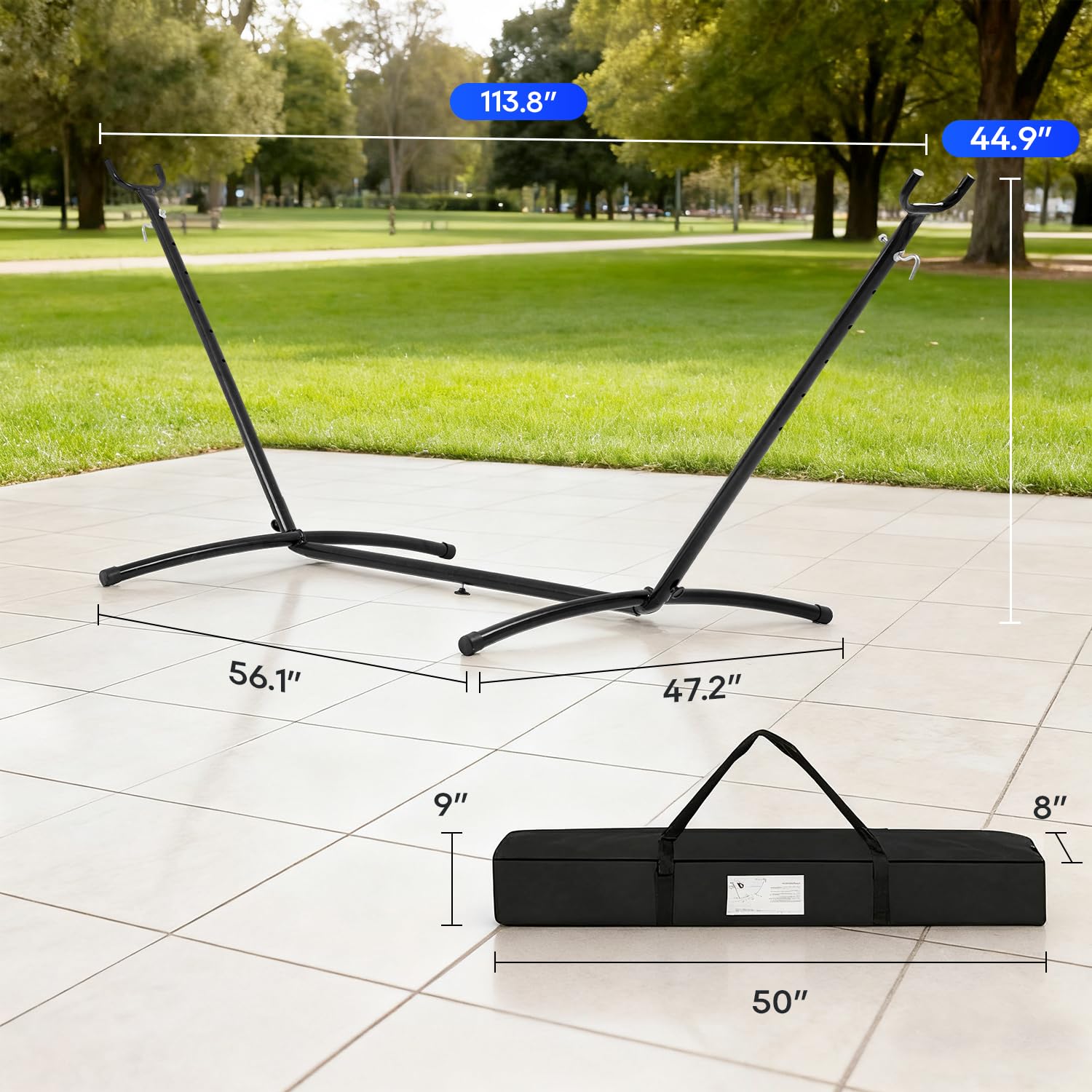FDW stand next to chair showing scale and compact footprint benefit