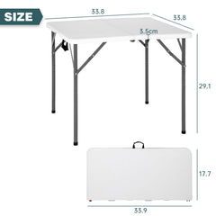 FDW folded table with carry handle for easy transport and compact storage