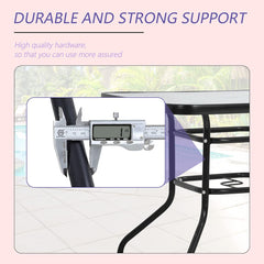 FDW umbrella hole center detail enabling shaded comfort and secure umbrella fit