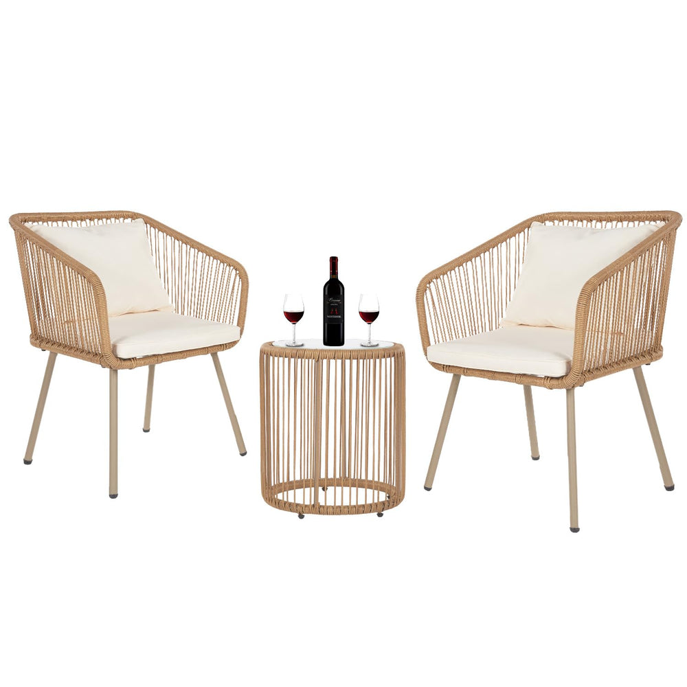 FDW white patio set front view showing elegant bistro styling and space-saving design