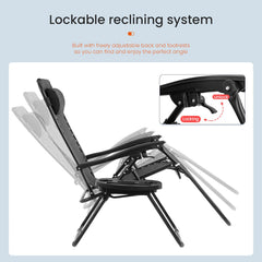 FDW zero gravity chair folded flat for compact storage and easy transport